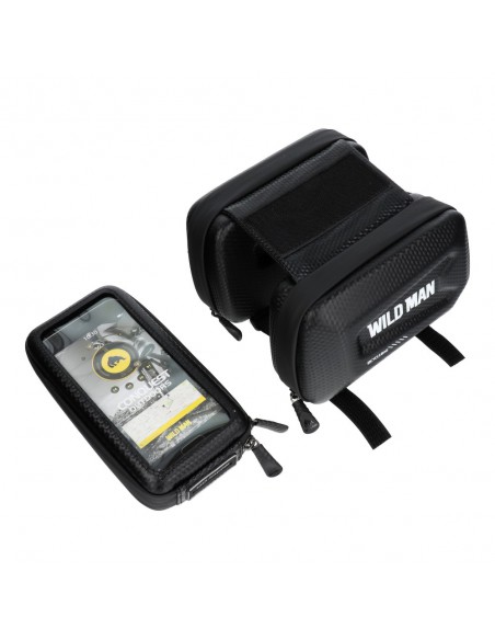 Universalus telefono laikiklis WILDMAN E6S 1,2L 4"- 7" dviračiui su užtrauktuku juodas