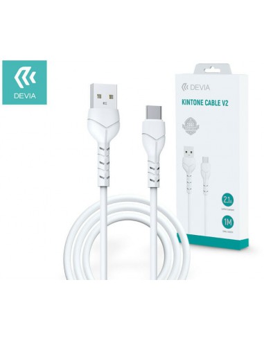USB kabelis Devia Kintone Type-C 1.0m baltas 5V 2.1A