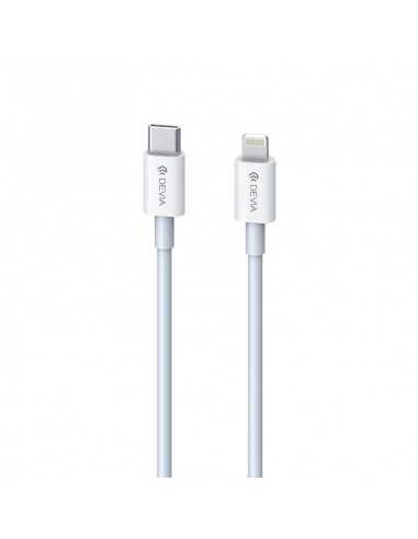 USB kabelis Devia Smart PD Type-C į Lightning 1.0m 20W 3A baltas