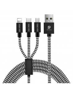 USB kabelis Dux Ducis K-ONE 3in1 microUSB-Lightning-Type-C FastCharging 1.2m