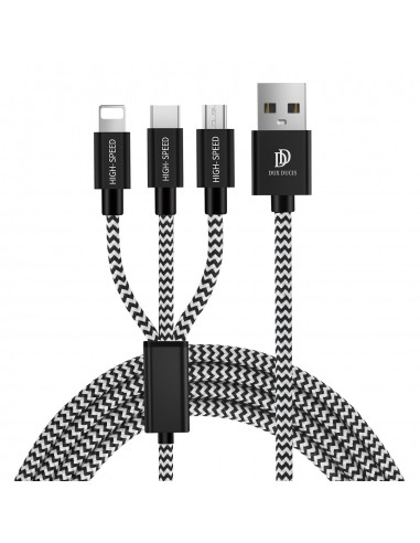 USB kabelis Dux Ducis K-ONE 3in1 microUSB-Lightning-Type-C FastCharging 1.2m