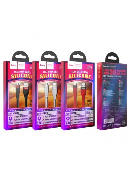 USB kabelis Hoco U72 Type-C 1.2m silikoninis baltas
