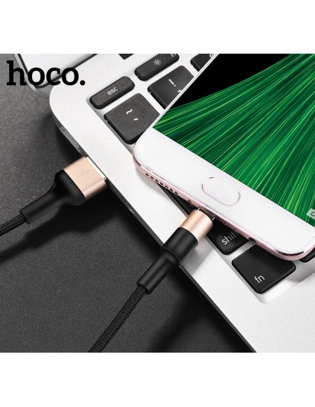 USB kabelis Hoco X26 microUSB 1.0m juodas-auksinis