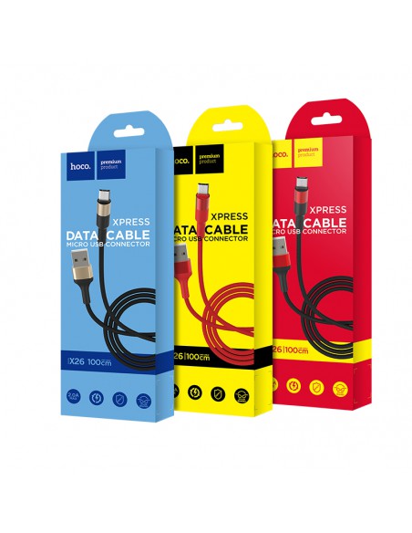 USB kabelis Hoco X26 microUSB 1.0m juodas-auksinis