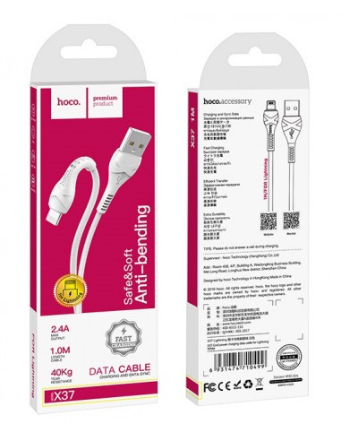 USB kabelis Hoco X37 Cool Power Lightning 1.0m baltas