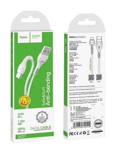 USB kabelis Hoco X37 Cool Power Type-C 1.0m baltas