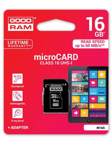 Atminties korta Goodram microSD 16Gb (class 10) + SD adapter