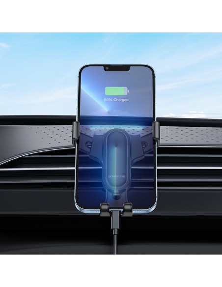 Automobilinis telefono laikiklis Borofone BH74 tvirtinamas ant ventiliacijos grotelių, juodas