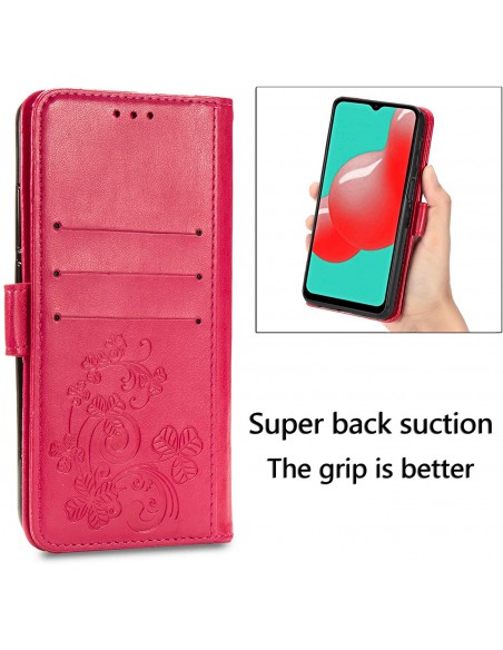 Dėklas Flower Book Samsung A225 A22 4G rožinis-raudonas