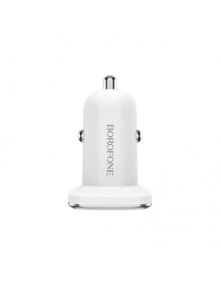Įkroviklis automobilinis Borofone BZ12 su 2 USB jungtimis (2.4A) baltas