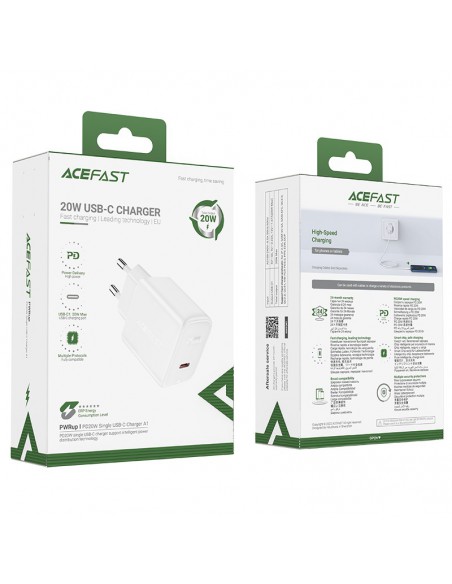 Įkroviklis buitinis Acefast A1 PD20W USB-C baltas
