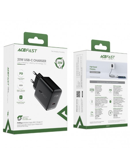 Įkroviklis buitinis Acefast A1 PD20W USB-C juodas