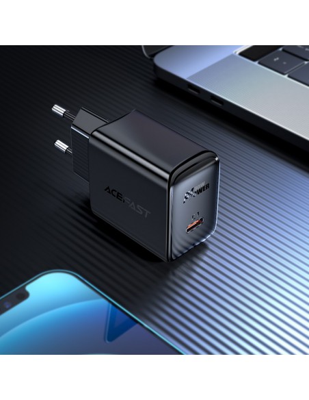 Įkroviklis buitinis Acefast A21 30W GaN USB-C juodas