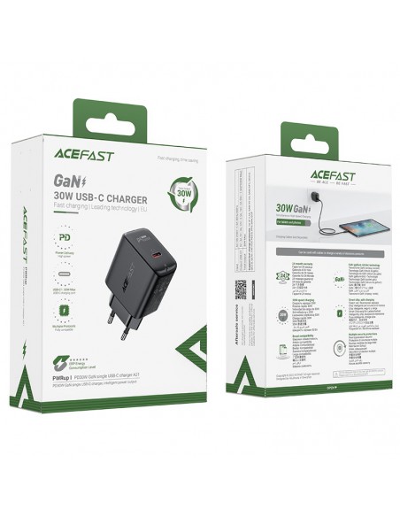 Įkroviklis buitinis Acefast A21 30W GaN USB-C juodas