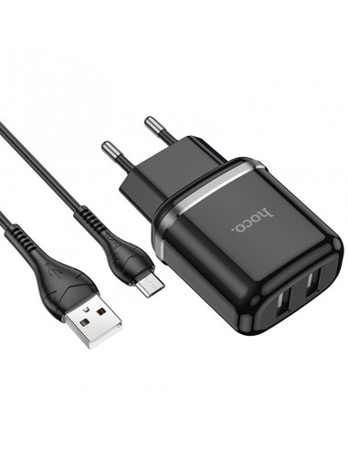 Įkroviklis buitinis Hoco N4 + microUSB (2.4A) juodas