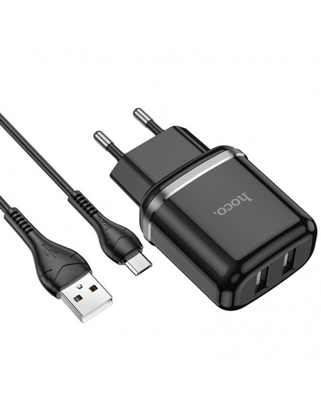 Įkroviklis buitinis Hoco N4 + microUSB (2.4A) juodas