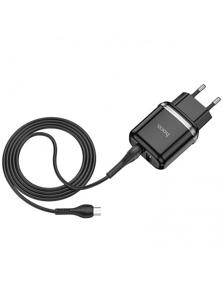 Įkroviklis buitinis Hoco N4 + microUSB (2.4A) juodas