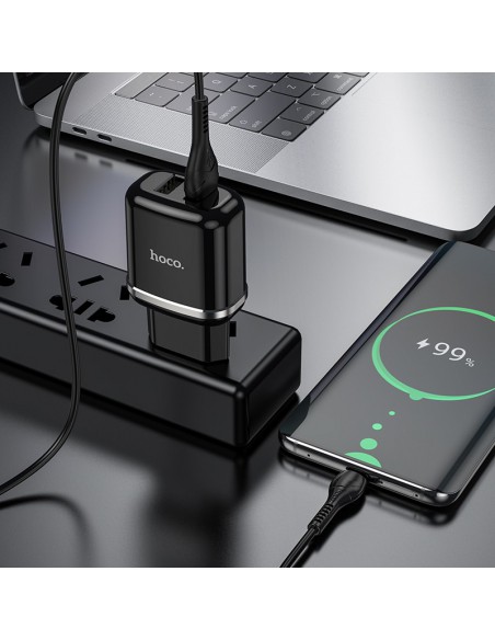 Įkroviklis buitinis Hoco N4 + microUSB (2.4A) juodas
