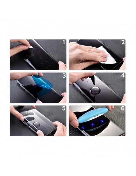 LCD apsauginis stikliukas Nano Optics 5D UV Glue Samsung G998 S21 Ultra 5G lenktas skaidrus