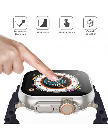 LCD apsauginis stikliukas/dėklas 360 degree cover Apple Watch 45mm skaidrus