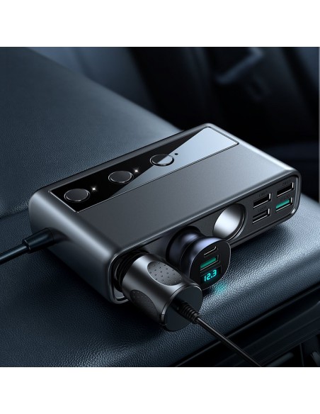 Įkroviklis automobilinis Joyroom 9in1 154W 3x12V, PD USB Type-C, QC3.0 USB-A, 4xUSB-A JR-CL06