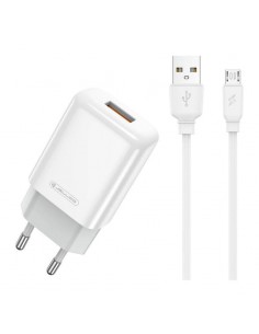 Įkroviklis buitinis Jellico EU01 2.4A USB + MicroUSB baltas