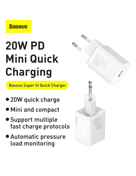 Įkroviklis buitinis Baseus Super Si 20W baltas CCSUP-B02