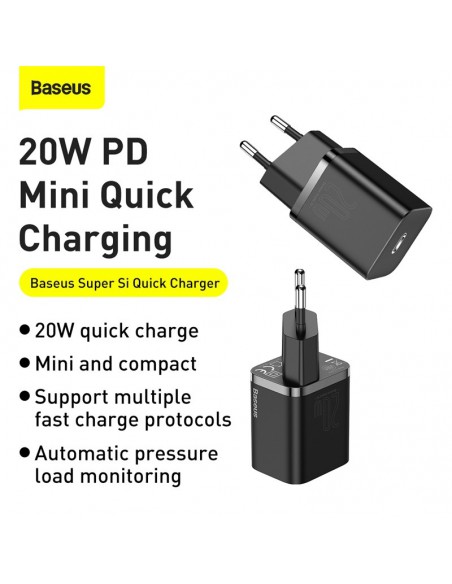 Įkroviklis buitinis Baseus Super Si 20W juodas CCSUP-B01
