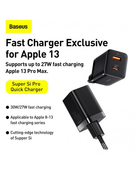 Įkroviklis buitinis Baseus Super Si Pro 30W juodas CCSUPP-E01