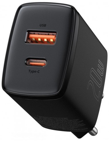 Įkroviklis buitinis Baseus USB + Type-C 20W juodas CCXJ-B01