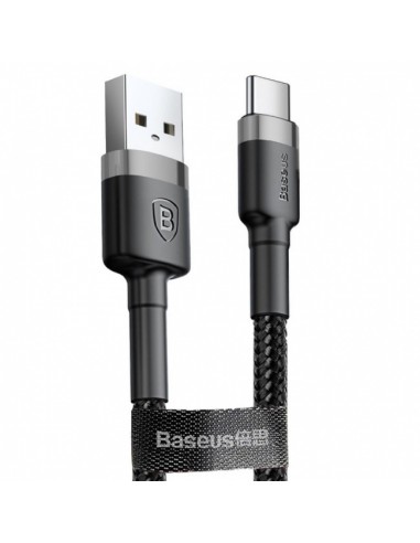 USB kabelis Baseus Cafule Type-C 1.0m 3.0A pilkas-juodas CATKLF-BG1