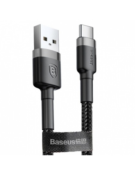USB kabelis Baseus Cafule Type-C 1.0m 3.0A pilkas-juodas CATKLF-BG1