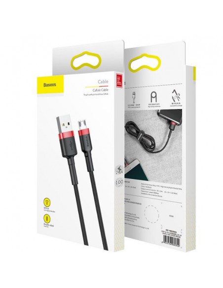 USB kabelis Baseus Cafule Type-C 2.0m 2.0A pilkas-juodas CATKLF-CG1