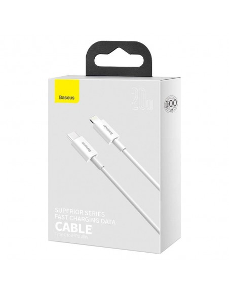 USB kabelis Baseus Superior iš Type-C į Lightning PD 20W 1.0m baltas CATLYS-A02