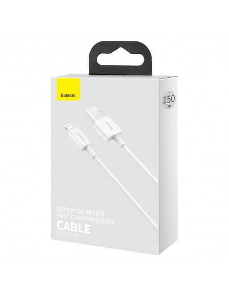 USB kabelis Baseus Superior iš USB į Lightning 2.4A 1.5m baltas CALYS-B02