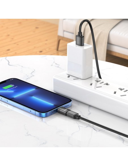 Adapteris Hoco UA17 Lightning to Type-C juodas