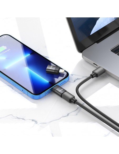 Adapteris Hoco UA17 Lightning to Type-C juodas