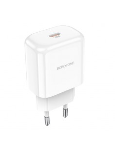 Įkroviklis buitinis Borofone BN3 Type-C QC 3.0, PD 2.0 20W, baltas