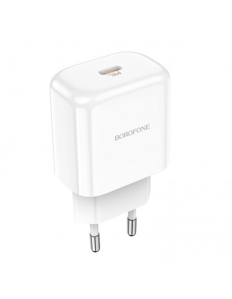 Įkroviklis buitinis Borofone BN3 Type-C QC 3.0, PD 2.0 20W, baltas