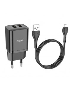 Įkroviklis buitinis Hoco N25 2xUSB-A (2.1A) + MicroUSB juodas 2