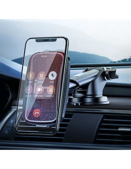 Įkroviklis-laikiklis automobilinis belaidis Hoco CA75 magnetis, juodas