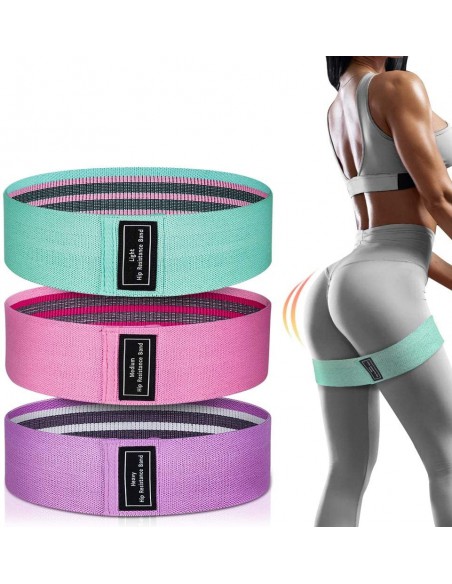 Pasipriešinimo gumų rinkinys FA004 violetinė-rožinė-žalia