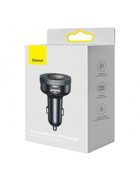 Transmiteris Baseus Enjoy Bluetooth MP3 grotuvas/FM bangų moduliatorius (laisvų rankų įranga,LCD,2xUSB Wireless 5.0+5V/3.4A 