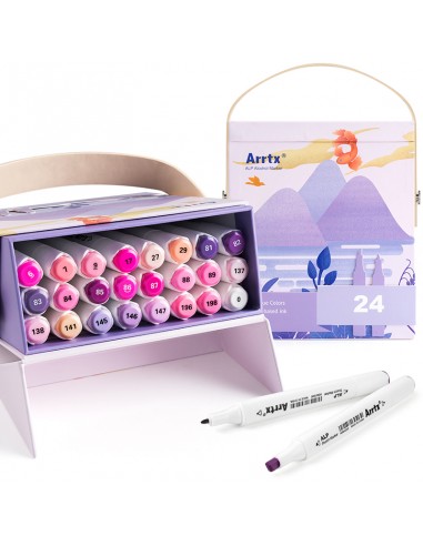 Dvipusiai markeriai - flomasteriai ARRTX Alp, 24 spalvų, violetinio tono