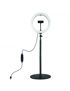 LED žiedinė lempa 26cm, su stovu 25.5-140.7cm, USB