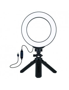 LED žiedinė lempa 16cm, su trikoju stovu 12-14.5cm, USB