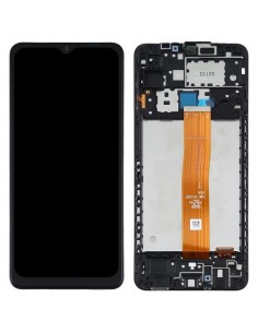 Ekranas Samsung A125 A12 su lietimui jautriu stikliuku ir rėmeliu originalus Black (service pack)