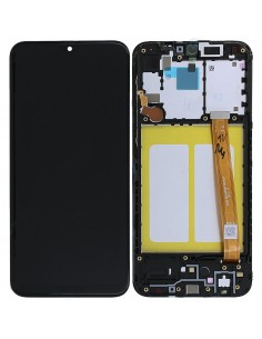 Ekranas Samsung A202 A20e su lietimui jautriu stikliuku ir rėmeliu originalus Black (service pack)