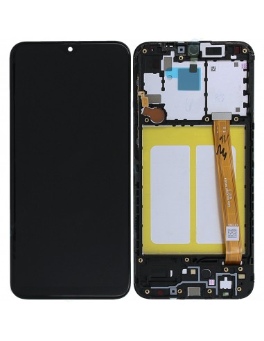 Ekranas Samsung A202 A20e su lietimui jautriu stikliuku ir rėmeliu originalus Black (service pack)