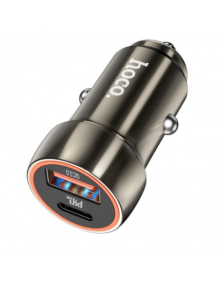Įkroviklis automobilinis Hoco Z46A USB-A/Type-C PD20W+QC3.0 pilkas